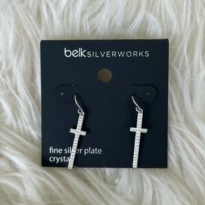 NWT Belk Silver Plate Crystal Earrings